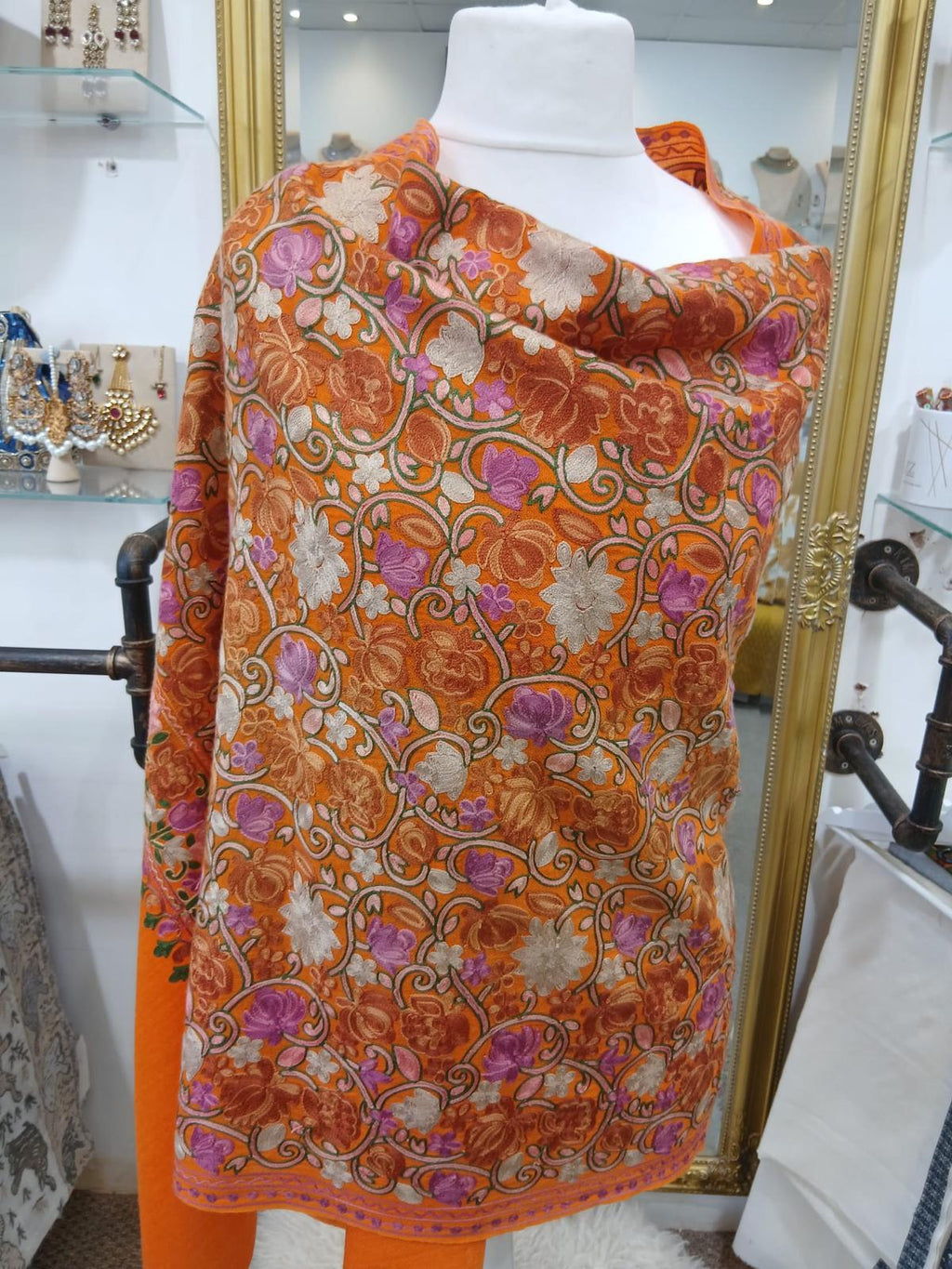 Sunset Garden Kashmiri Embroidered Shawl