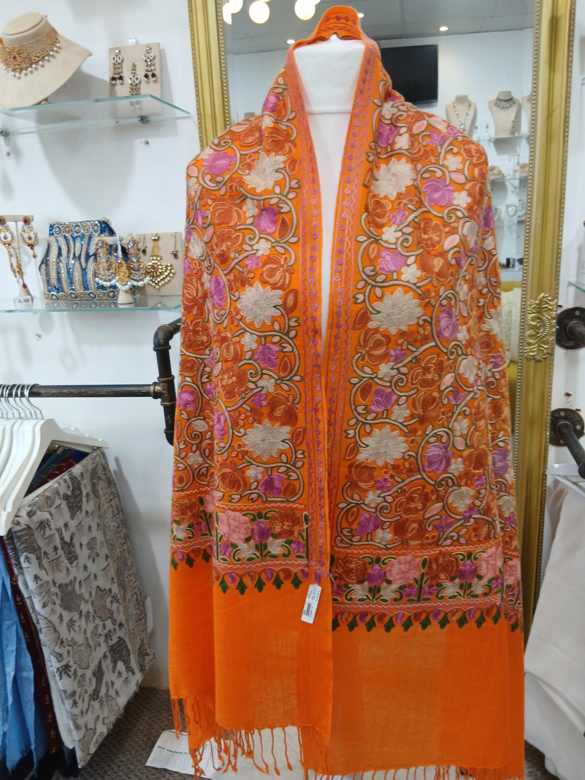 Sunset Garden Kashmiri Embroidered Shawl