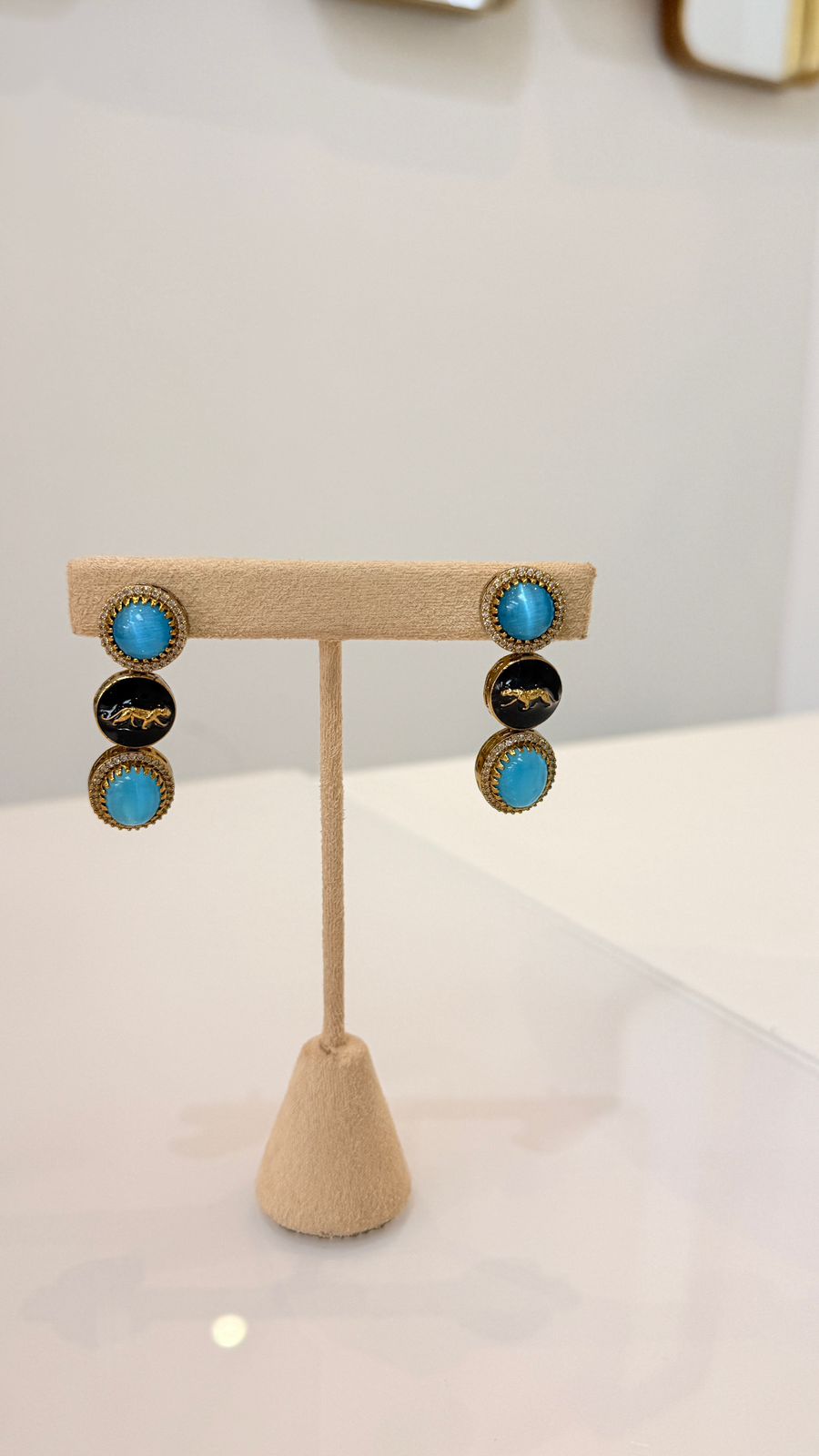 Turquoise Black Stone Necklace Set with Matching Earrings