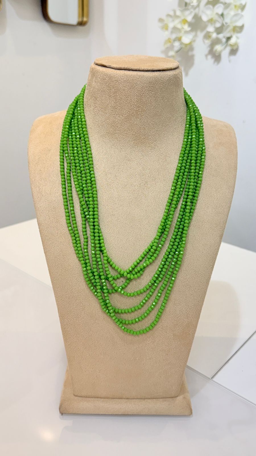 Lime Green Multi Layer Beaded Necklace