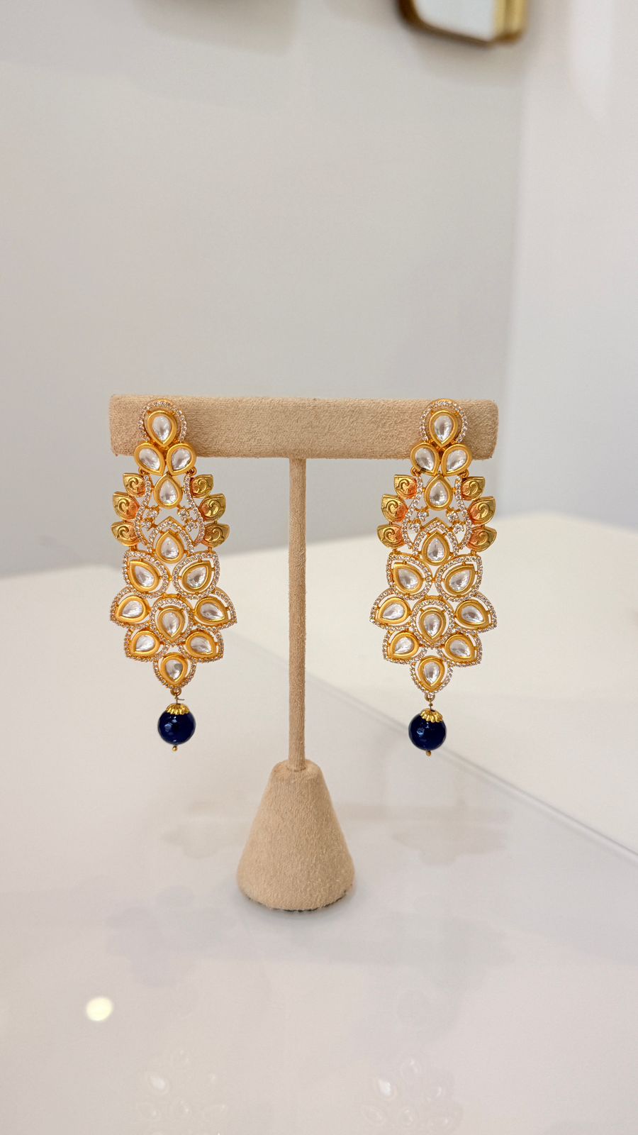 Navy Blue Kundan Choker Set with Matching Statement Earrings