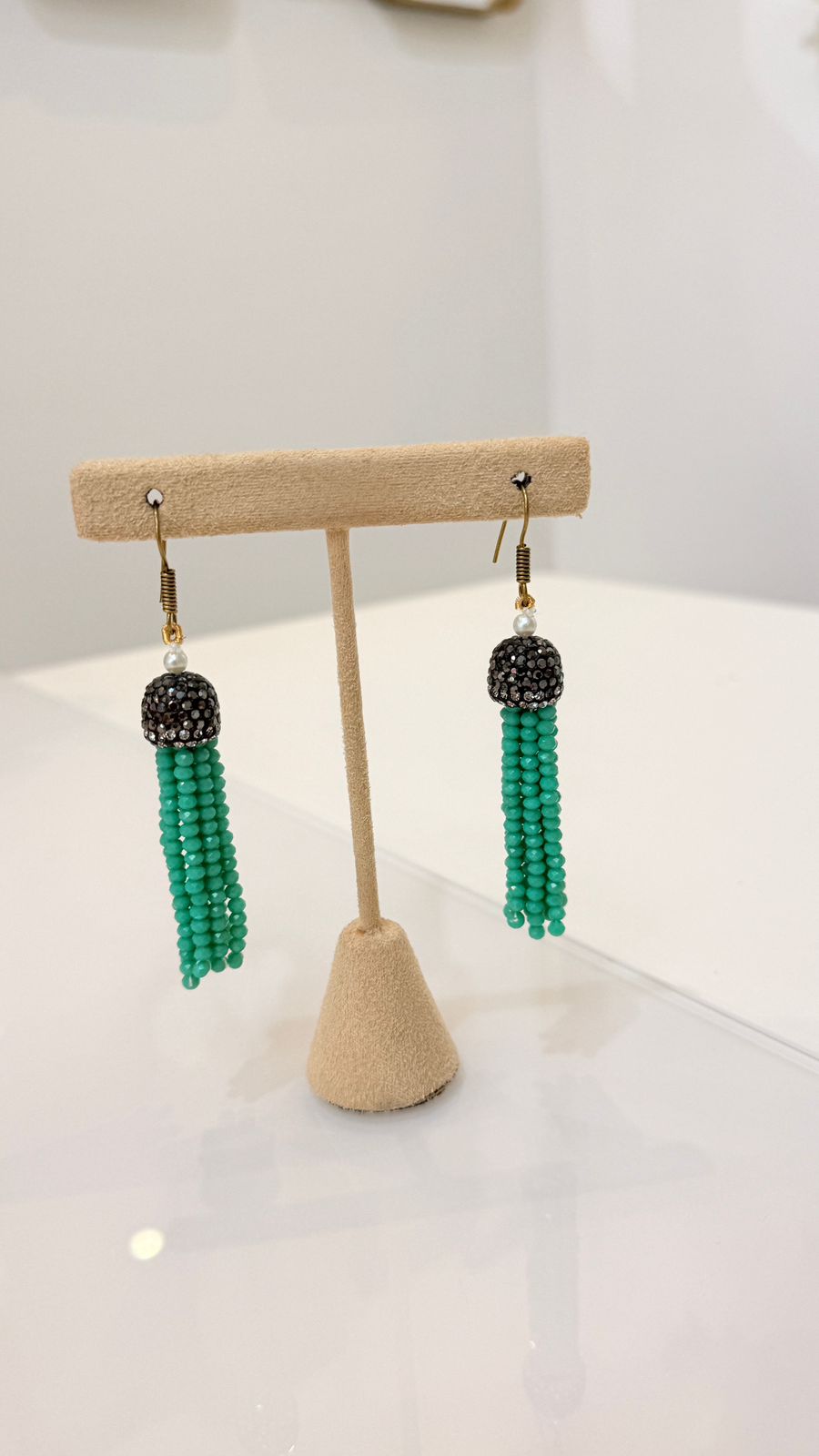 Turquoise Beaded Baroque Pearl Necklace Set with Tassel Earrings
