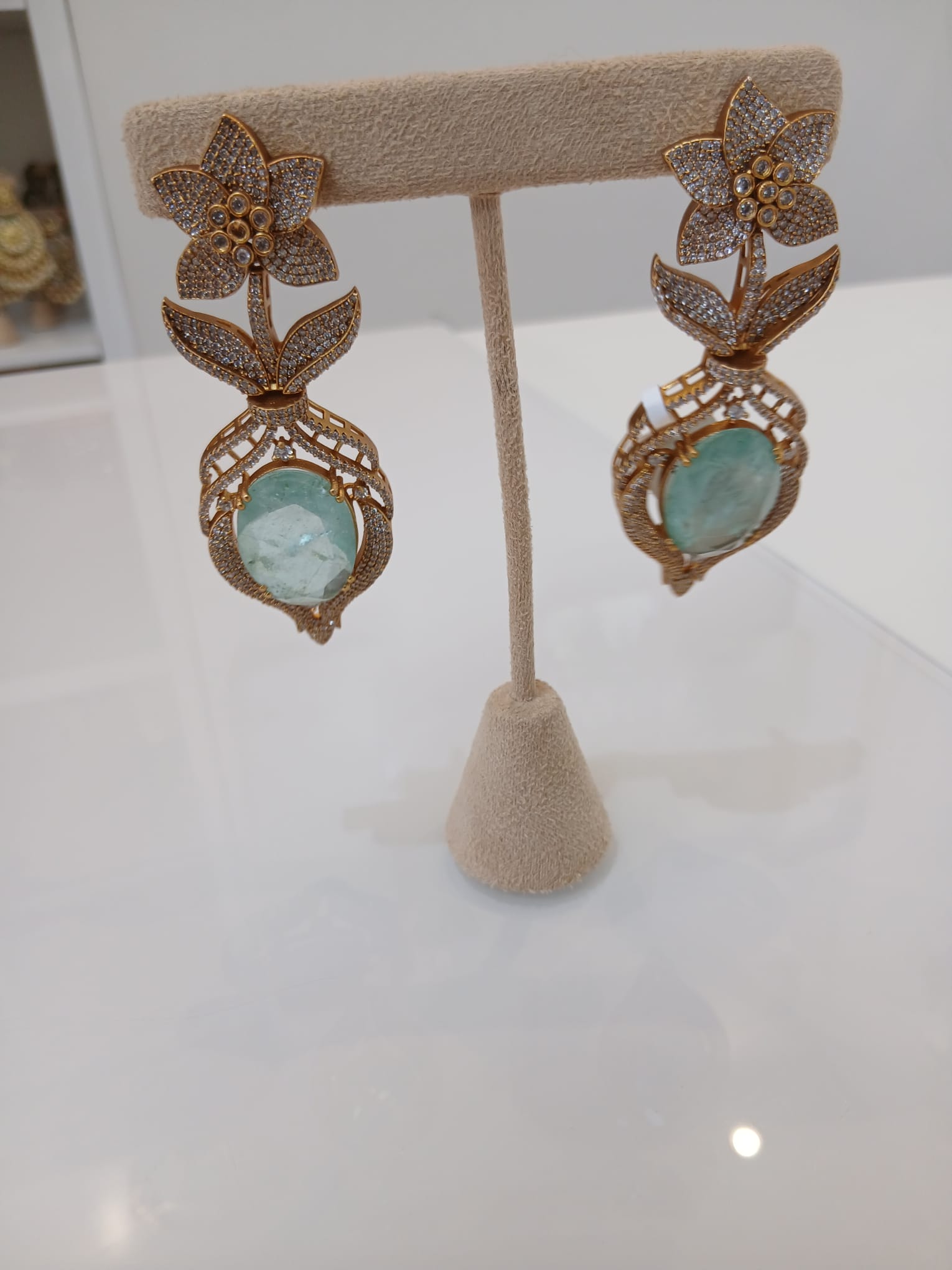 Aqua Blue Floral Drop Earrings