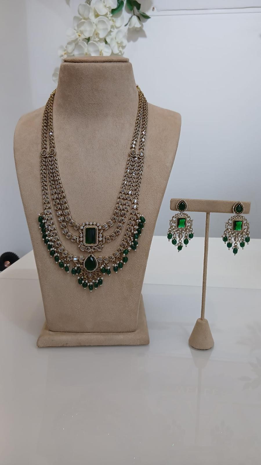 Emerald Multi-Layer Statement Necklace Set