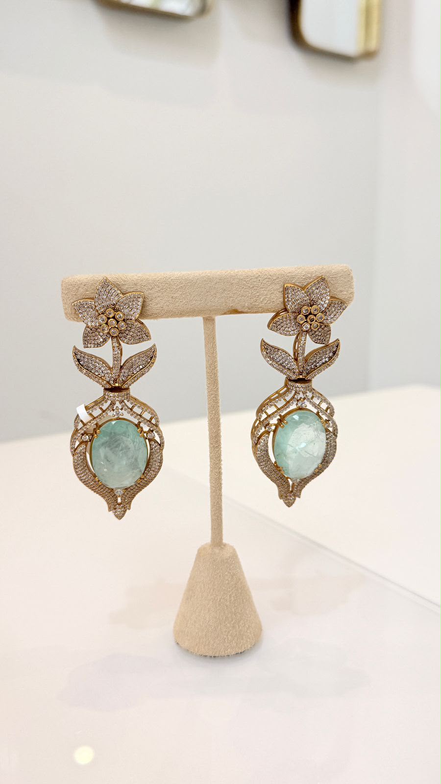 Aqua Blue Floral Drop Earrings