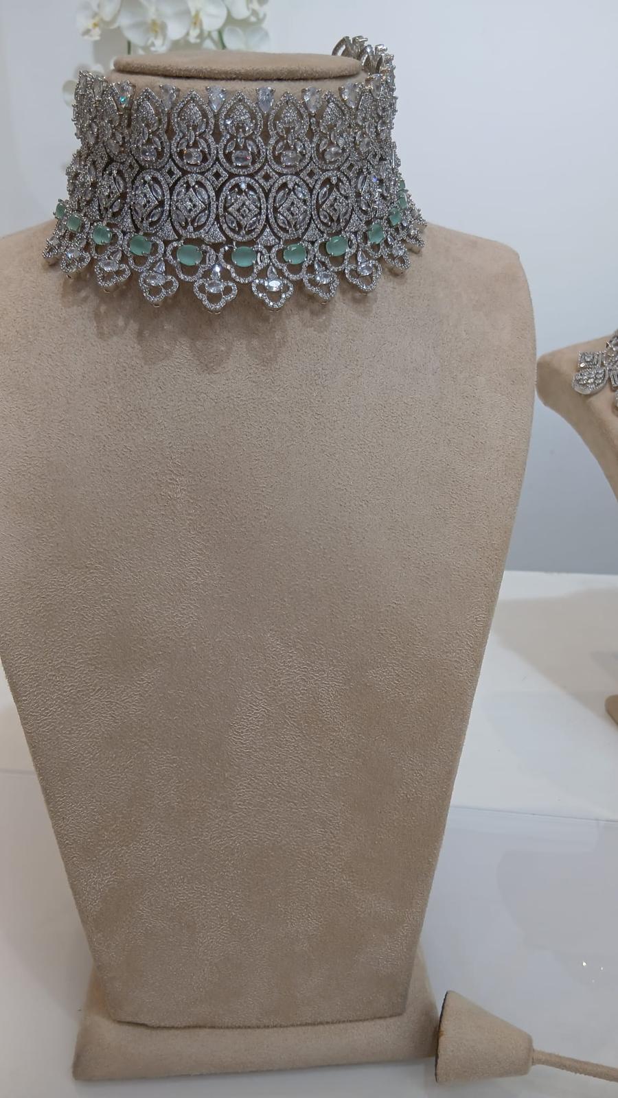 Mint Diamond Choker Set