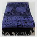 Midnight Blue & Black Shawl with Bold Geometric Chain-Stitch