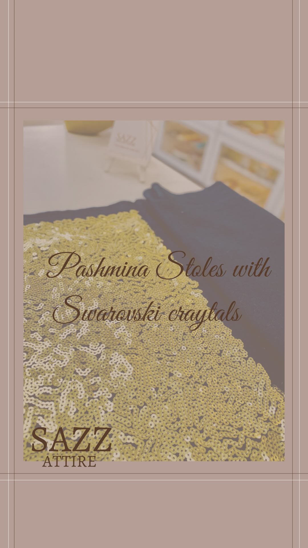 Luxury Black Pashmina Stole Embellished with Swarovski Crystals