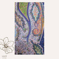 Detailed Lavender and Royal Blue Paisley Print Pashmina Shawl