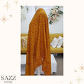 Ochre Yellow Mustard Shawl with Delicate Red Floral Embroidery