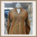 Elegant Mustard Jamawar Paisley Coat with Mandarin Collar