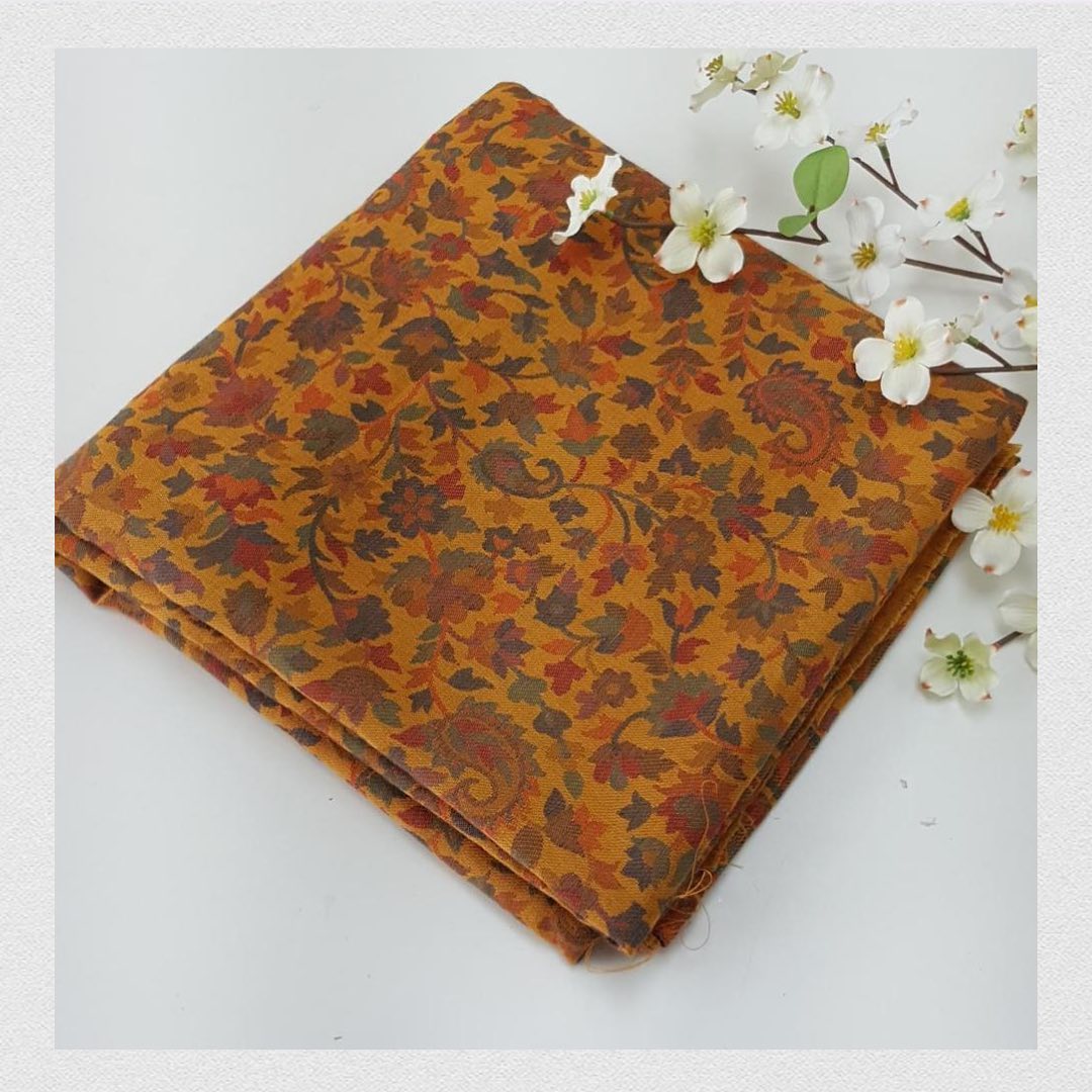 Ochre Gold All-Over Floral Jamawar Stole