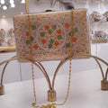 Ivory Artisan Hand-Painted Box Clutch with Chinar Leaf Motif