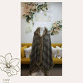 Charcoal Grey Plaid Winter Cape with Luxury Fur Collar