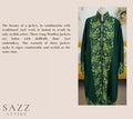 Emerald Green Long Woolen Jacket with Traditional Aari Embroidery