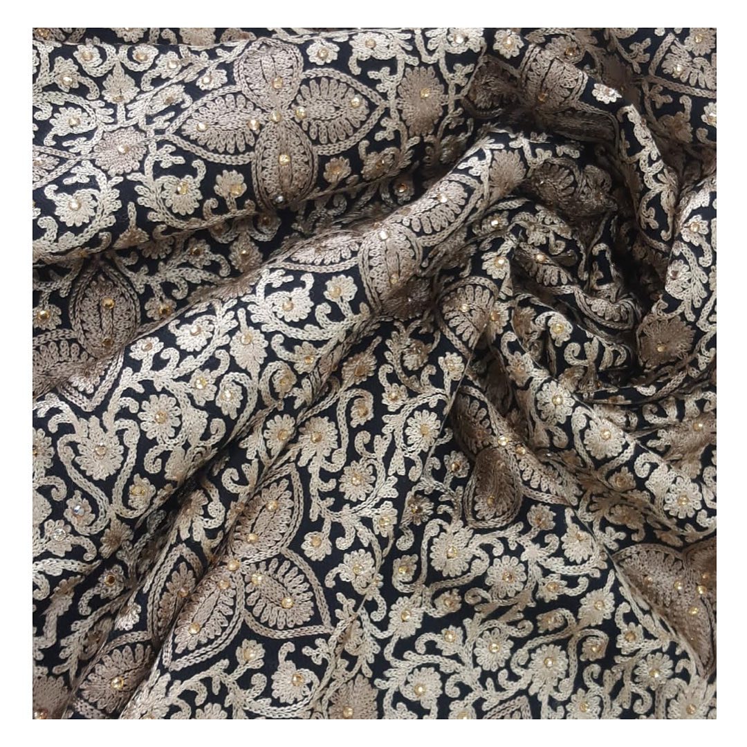 Black & Gold Tilla Work Formal Wrap - Luxury Party Wear