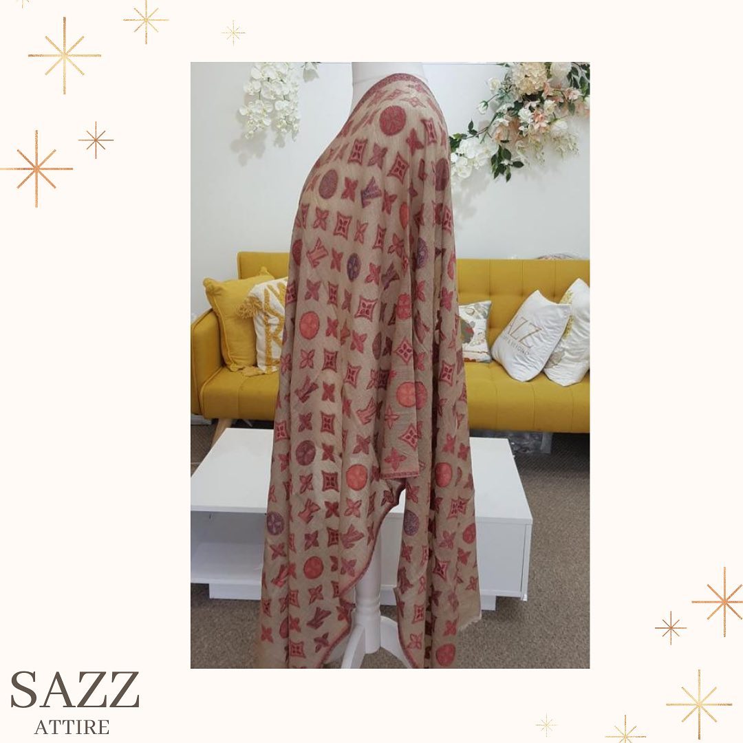 Luxury Monogram Print Cashmere Blend Shawl - Beige & Rose