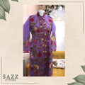 Lavender Pure Silk Long Jacket with Vibrant Floral Hand Embroidery