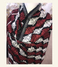 Royal Black & Maroon Shawl with Silver Tilla-Style Embroidery