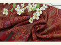 Deep Crimson Red Jamawar Shawl with Traditional Kashmiri Motif Weave