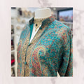 Vibrant Teal Kashmiri Jamawar Coat with Jewel Tones