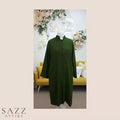 Olive Green Minimalist Woolen Long Jacket - Plain Winter Overcoat