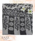 Monochrome Slate Grey & Black Floral Panel Shawl