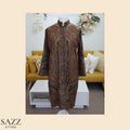 Heritage Paisley Print Long Woolen Jacket in Earth Tones