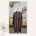 Royal Navy Blue Longline Jacket with Vibrant Floral Aari Embroidery