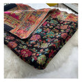 Midnight Black Royal Bloom Jacquard Shawl