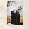 Midnight Navy Traditional All-Over Floral Embroidery Shawl