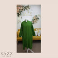 Vibrant Leaf Green Longline Woolen Jacket with Mandarin Collar