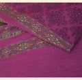 Royal Magenta Jaquard Weave Shawl with Traditional Geometric Border