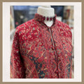Ruby Red Floral Jamawar Coat - Traditional South Asian Luxe