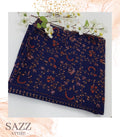 Midnight Navy Hand-Embroidered Vine Scarf – Floral Needlework