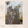 Ivory & Sage Green Floral Paisley Pashmina Style Wrap