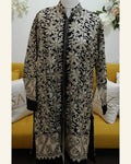 Midnight Black Full Floral Aari Embroidered Long Jacket