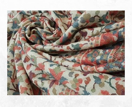 Classic Multi-Color Floral Garden Woven Shawl – Ivory