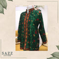 Deep Teal Silk-Finish Embroidered Evening Jacket