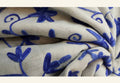 Arctic Grey Cashmere Stole with Royal Blue Silk Thread Embroidery