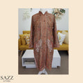 Antique Gold & Rust Jamawar Long Coat – Traditional Kashmiri Heritage Design