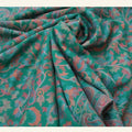 Emerald Green Kashmiri Jamawar Silk Shawl with Floral Paisley