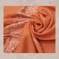 Burnt Orange Woolen Shawl with Intricate White Tilla Border Embroidery