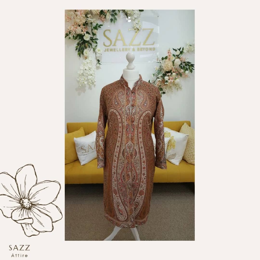 Kani Long Jacket - Earthy Brown Paisley