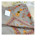 Dove Grey Floral Vine Embroidered Shawl – Soft Pastel Spring Wrap