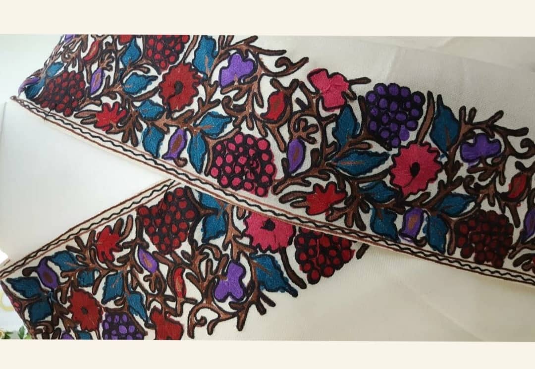 Ivory Heritage Shawl with Rich Multi-Tone Embroidered Border
