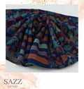 Deep Navy Reversible Jamawar Stole with Modern Striped Accents