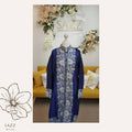 Royal Blue Silk-Finish Jacket with Ice Blue & White Aari Embroidery