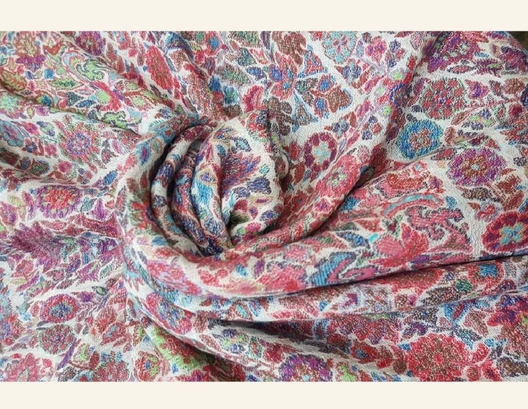 Multi-Color Pastel Jamawar Shawl - Traditional Full Body Weave