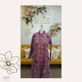 Lavender Lilac Long Jacket with Multi-Color Summer Floral Embroidery